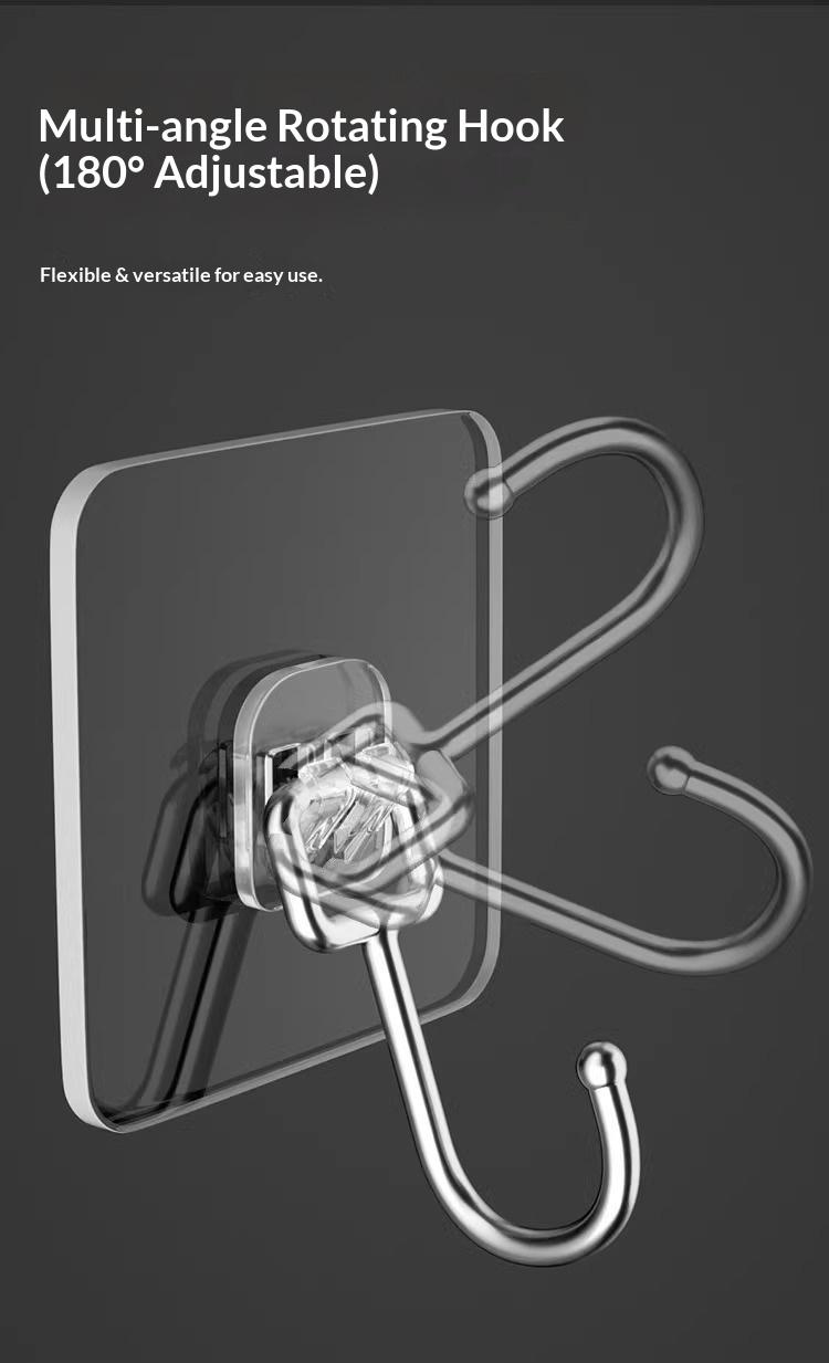 20 pieces per packStrong Adhesive Plastic Hook with Metal Durability – Gold Square Design for Bathroom, Kitchen, and Home Use