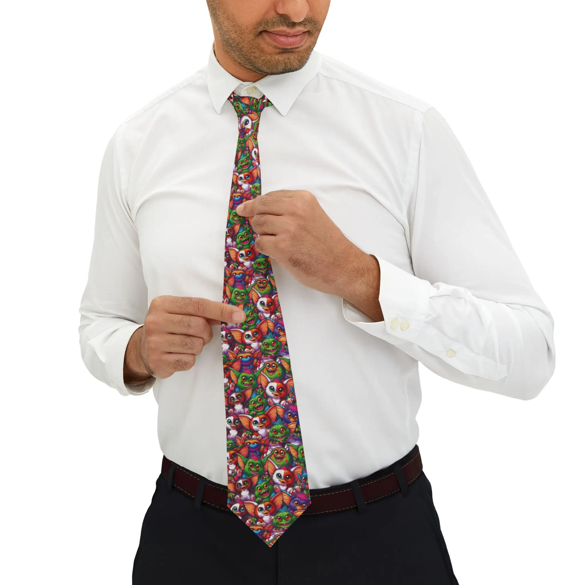 Colorful Gremlin-Themed Necktie, Unique funTie, Party Accessory, Fun Gift for Him, Festive Neckwear