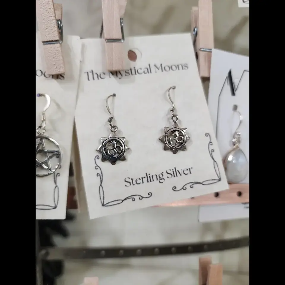 ☀️🕉️ Om Sun Sterling Silver Earrings – Spiritual Radiance, Peace and Sacred Style! ✨