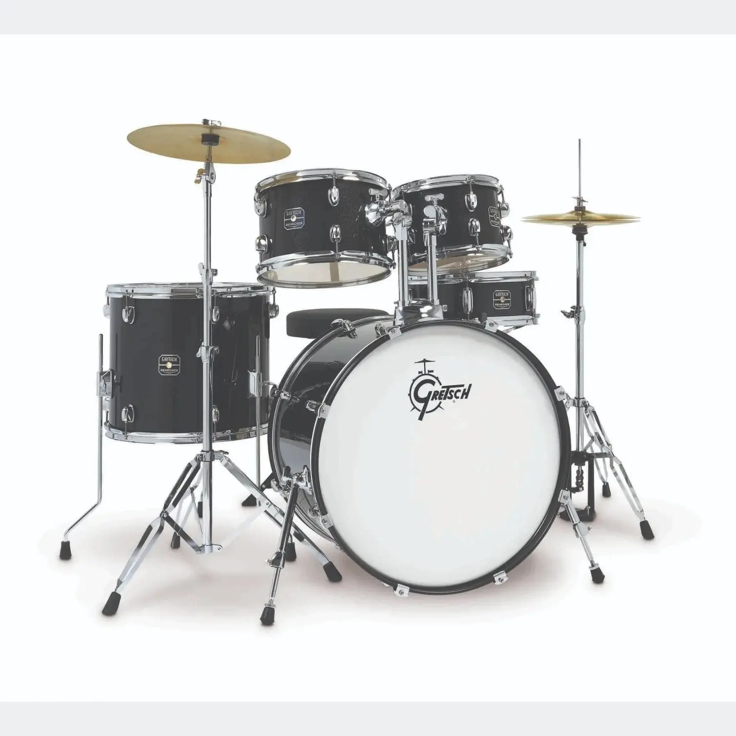 Gretsch Renegade 5pc Drum Set Black Mist w/Hw & Cymbals