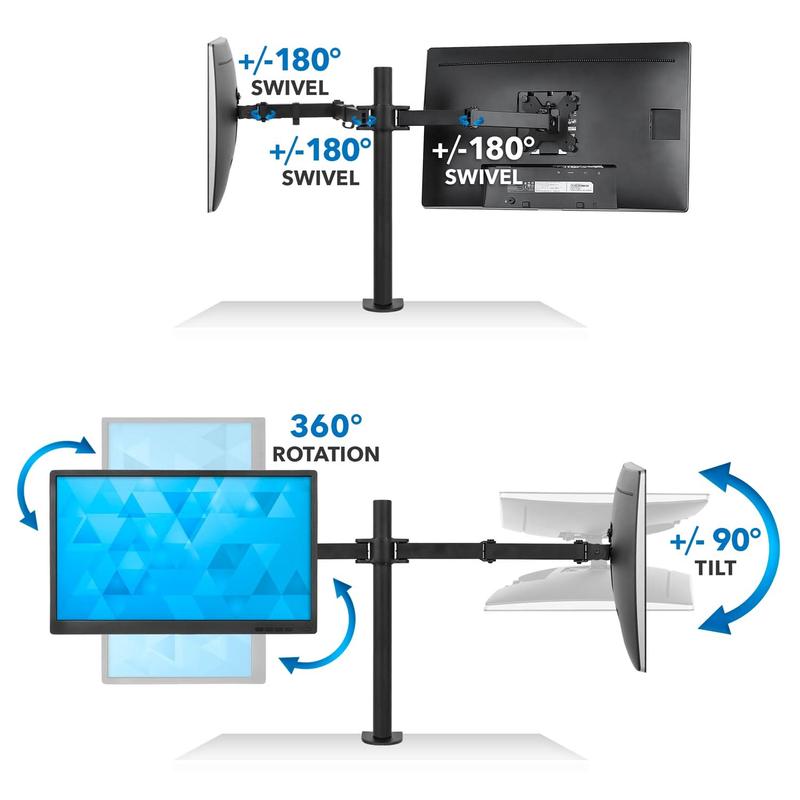 Mount-It! Full Motion Dual Monitor Desk Mount for 17" - 32" Screens with Height Adjustment & VESA Compatibility