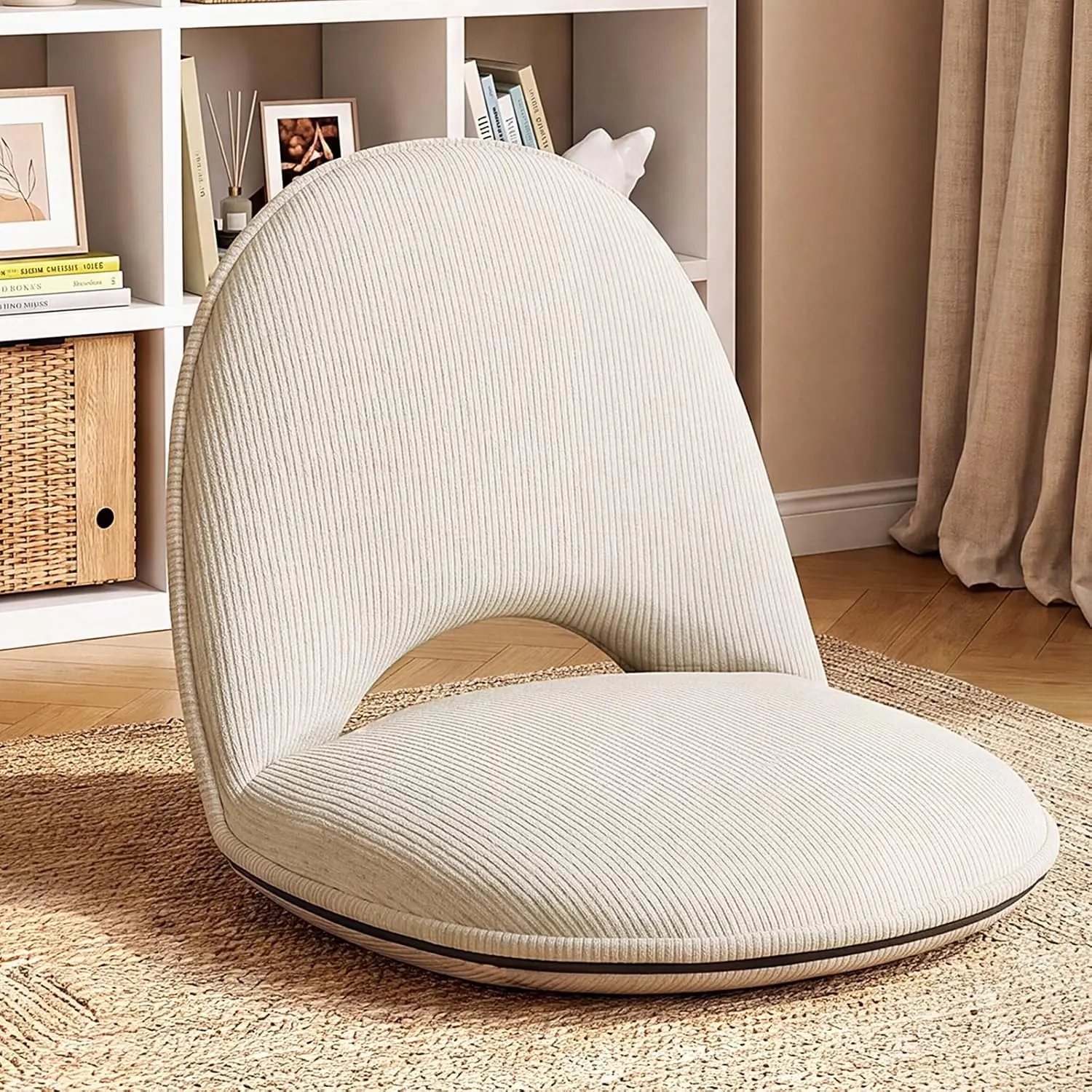 Foldable Floor Chair with Adjustable Back & Thick Padding, 5-Position Recliner Tatami Seat, Flexible Bleacher Seat for Adults’ Living Room Meditation Reading