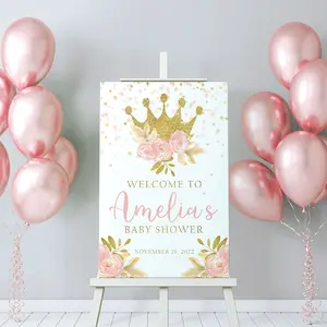 Princess Baby Shower Welcome Sign Girl Baby Shower Decorations Gold Pink Floral Baby Shower Sign Girl Baby Shower Poster Welcome Poster