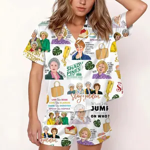 Golden Girls Pajamas, Stay Golden Girls Women Pajama, 80s Tv Sitcom Shirt, Sleepwear For Women, Movie Short Satin Pajama