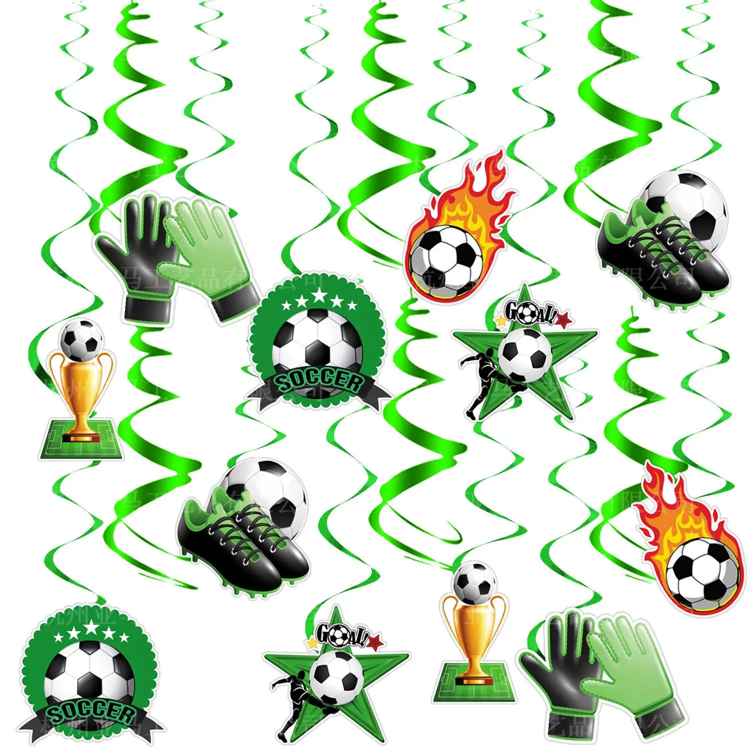 24Pcs Soccer Party Decoration – Sports Theme Hanging Ceiling Spirals, Soccer Hanging Swirls Decor, Football Theme Birthday Party Supplies for Boys – Easy to Hang, Bright Colors, Perfect for Soccer Birthday,  Sports Themed Events or Classroom Decor