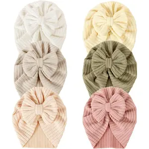 Baby Turban Newborn Girl Hospital Hat Cotton Toddler Big Hair Bow Infant Toddler Kid Headwrap