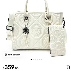 Leather Tote Bag with Quilted Design and Matching Wristlet for Everyday Use