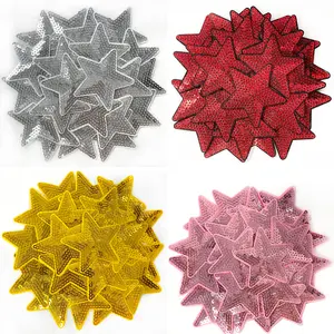 CY 30Pcs Sequins Star Iron on Patches Multicolor Embroidery Sequin Patches on Clothing Cute Shiny Bulk Iron-on Patches Decoration Sew on Star Patches for Clothing Bags Jackets Jeans Hats Accessory Craft Christmas Decoration