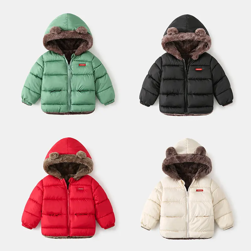 Girls' Hooded Puffer Jacket, Solid Nylon Long Sleeve Winter Coat with Zipper and Pockets, Machine Washable, 3 - 6 Years, Regular Fit, Toddler Coat, Casual Wear, Over 3 Yrs, Zippered Front, Solid Colors, Hooded Look