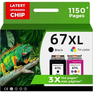 67XL Ink Cartridges Replacement for HP 67 XL Black Color Combo Pack for HP67 HP67XL 2855e 2827e 2700 2755e 4100 4255e 6400 2852e 2752e 2700e 4227e 4100e 4155e 6455e 6000 6400e 2742e 2734e 6458e 4200