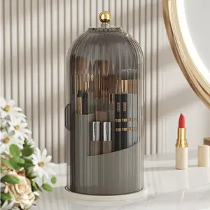 Lightweight Design Clear Makeup Brush Storage Box, 360 Degree Rotatable Makeup Brush Holder, Makeup Brush Organizer for Home & Travel, Christmas, Christmas Gift