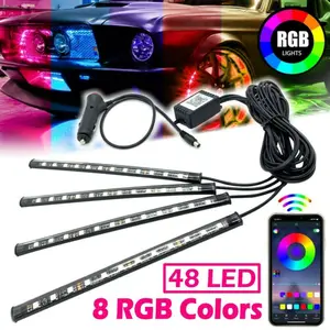 Wireless Remote Control Car LED Lights,RGB Car Decorative Light Strip Universal Fit for Cars, Trucks, SUV RGB Music Mode Interior Car LED Strip Kit