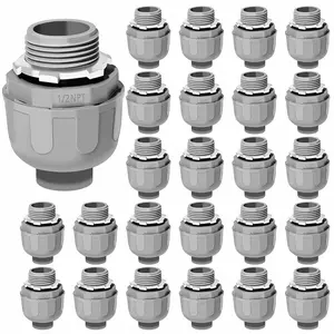 1/2 Liquid Tight Connector - 25 Pack Liquid Tight Conduit 180 Degree PVC Conduit Fitting Non Metallic Straight Flexible Conduit Connectors for Indoor Home,, and