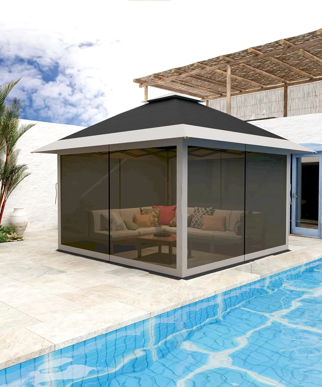 Gaomon 13x13FT Heavy Duty Outdoor Canopy Shelter - Large Patio Gazebo, Canopy Tent for Backyard Parties, Outdoor Dining (Dark Grey+Light Grey), Heavy Duty Canopy