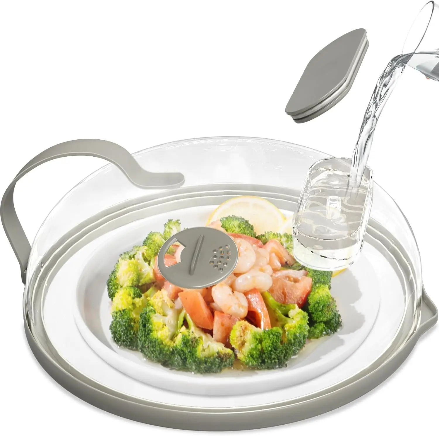 Upgraded Microwave Splatter Cover for Food, Microwave Cover with Water Steamer, Adjustable Vented Splatter Guard, Kitchen Gadgets and Accessories