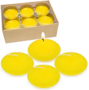 12 Pack 3 Inch Citronella Floating Candles for Summer, 10 Hour Yellow Dripless Tealight Candles for Cylinder Vases, Centerpieces at Wedding Party Pool Holiday