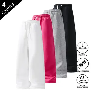 4-Pack Summer Vibes Men’s Baggy Sweatpants, Loose Fit Drawstring Casual Pants, Stretch, Breathable, Comfortable Pants for Streetwear