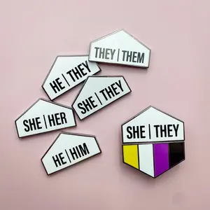 Pronoun + Flag Magnet Pin Badges (Top Pronouns Only)