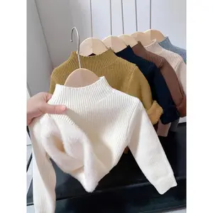 Knitted Pullover Sweater Boys, Thickened And Lined Warmth, Featuring a Round Neck Design