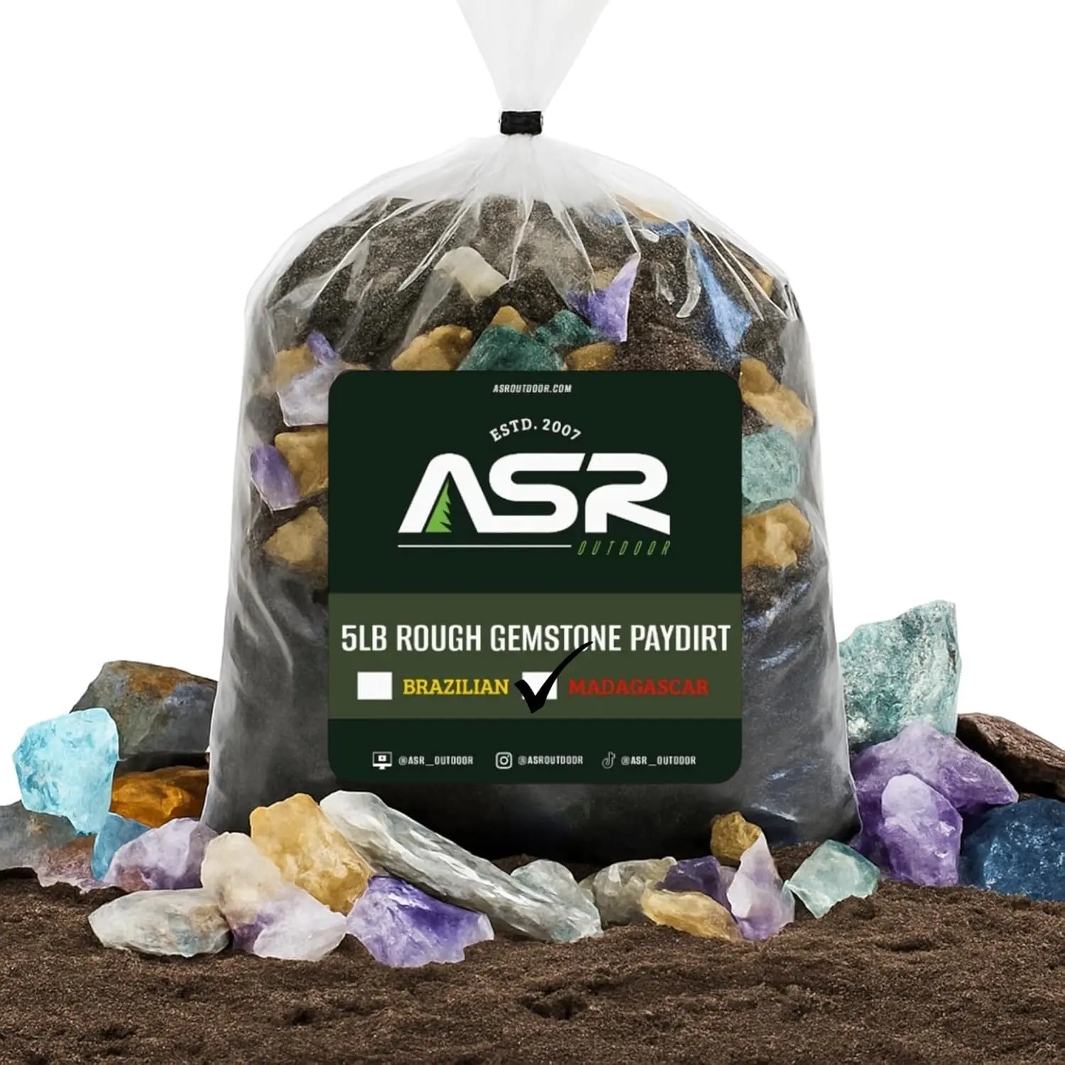 ASR Outdoor 5lb rough Gemstone Paydirt Bag Geology (2 options)  Gemstones and Rocks Mixed Natural