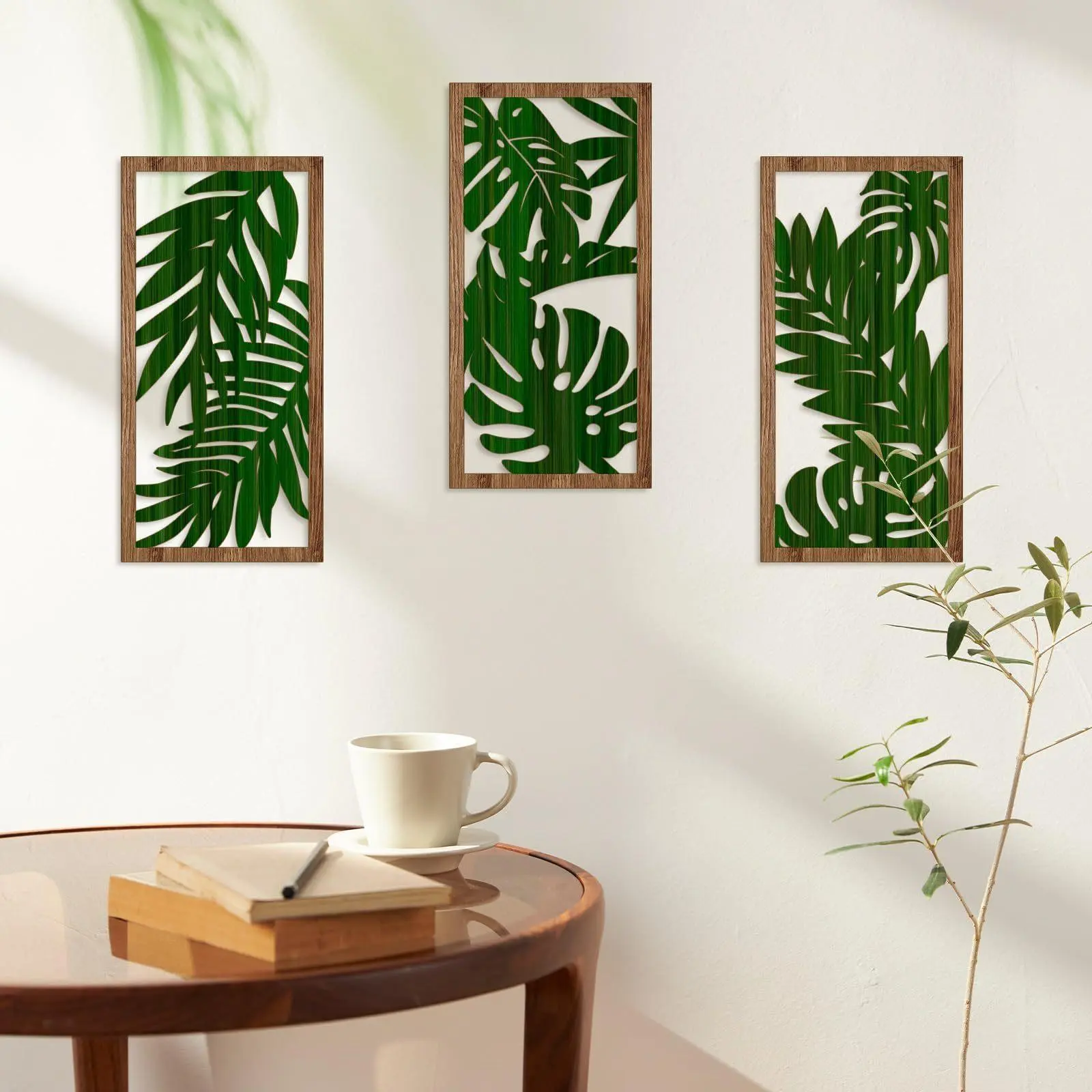 Tropical Leaf Pattern Wall Decor, 3 Counts/set Wooden Wall Art, Aesthetic Wall Decor for Home Living Room Bedroom, Modern Home Decor, Ornaments, Decoration Items, Wall Decoration