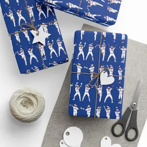 Boys in Blue Holiday Wrapping Paper, Baseball Gift Wrap Sheets, Festive Sports-Themed Christmas Wrapping Paper for Fans & Kids, Holiday Packaging for Birthday Christmas Presents