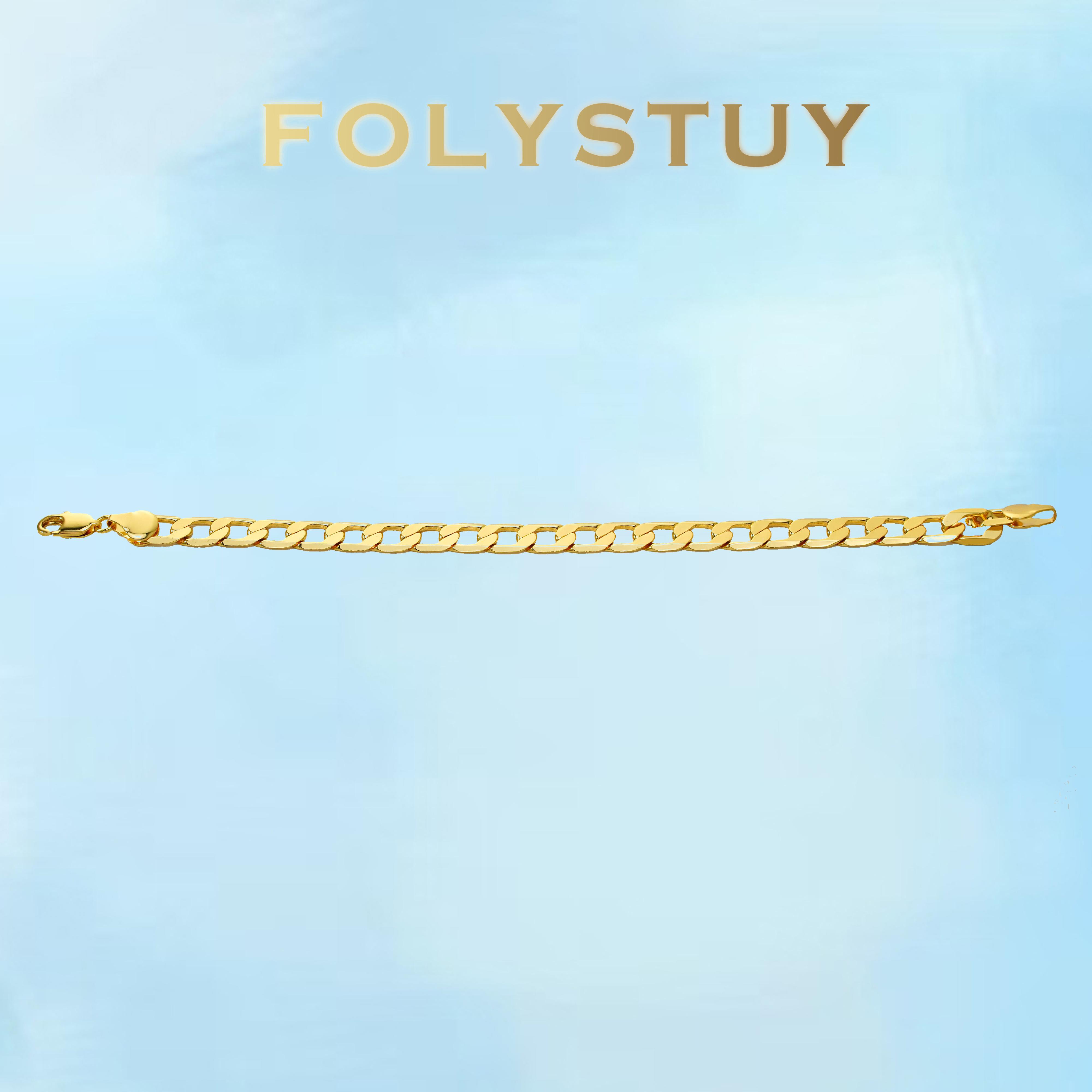 [FOLYSTUY (W168)]Mens Classic Cuban Link Bracelet, 0.31" Width 8.27" Length Statement Wrist Accessory