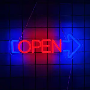 LED Neon Open Sign, Business Hour Sign, Powered by USB with Switch, LED Display Window Lights for Cafe Bar Hotel Salon Bookstore Restaurant Grocery Shop Store Wall Decor
