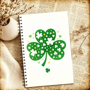 1 Notepad, St. Patrick's Day Themed, White Four-leaf Clover Design: Perfect for Educational, Professional, and Personal Writing. A Great Birthday Gift for Her, An Anniversary Gift, or A Thoughtful Gift for Friends and Colleagues, Letter Pattern Journal