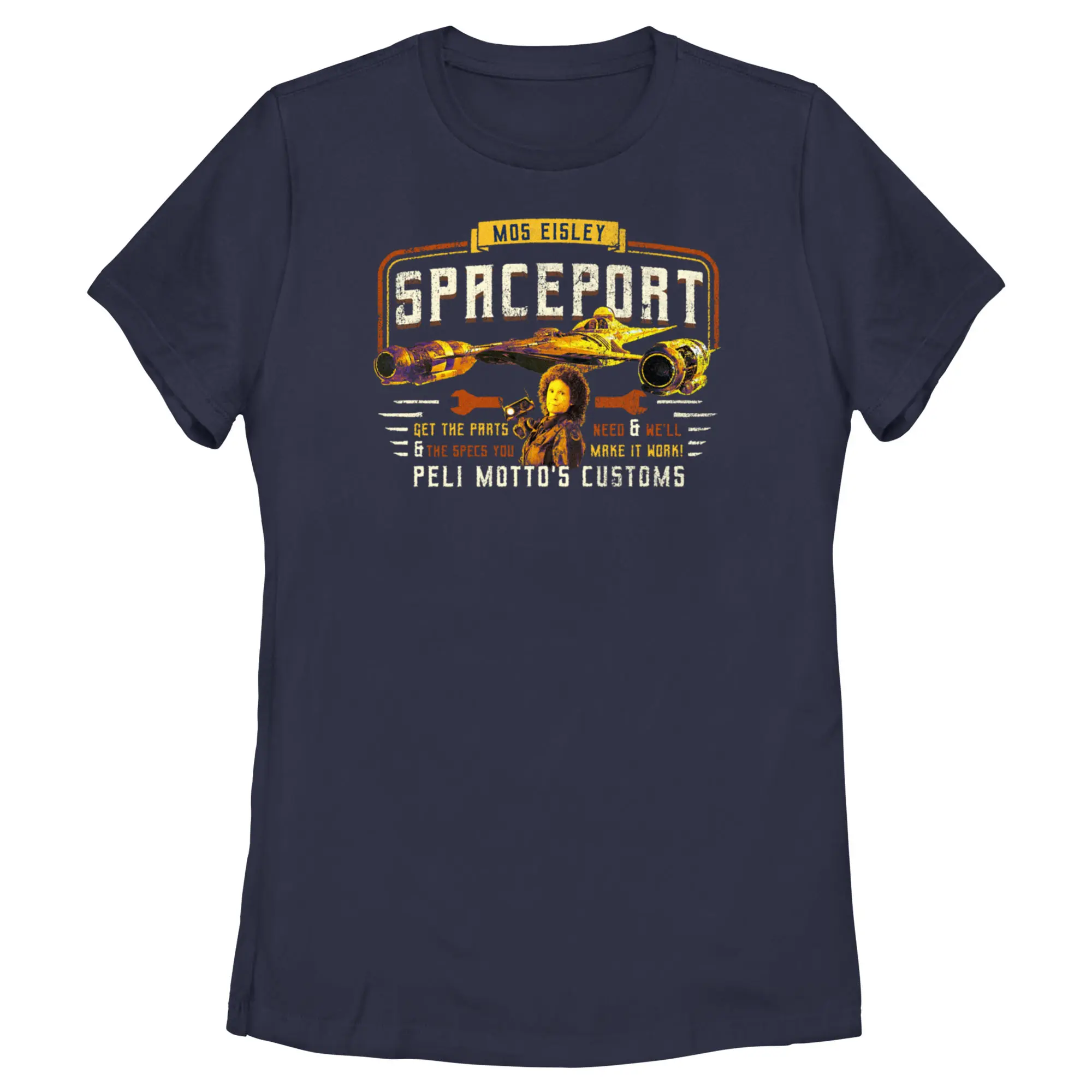 Women's Star Wars: The Book of Boba Fett Peli Motto's Customs Graphic Short-Sleeve Streetwear T-Shirt, Women's Tops