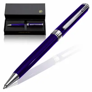 FANSTIK Blue Luxury ballpoint Pen, Chrome Finish, Professional executive pen gift set for men (Lux BallPoint Blue)