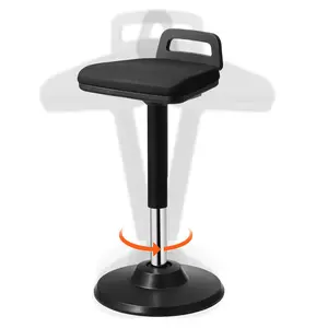 fathersdaygift VEVOR Active Chair with Handle, Height-Adjustable (24.6-34.4) Wobble Chair Made of Elastic Fabric 45 mm Foam, Ideal for Schools, Office and Home, 8 Tilt Angle, Age 12-18, Black