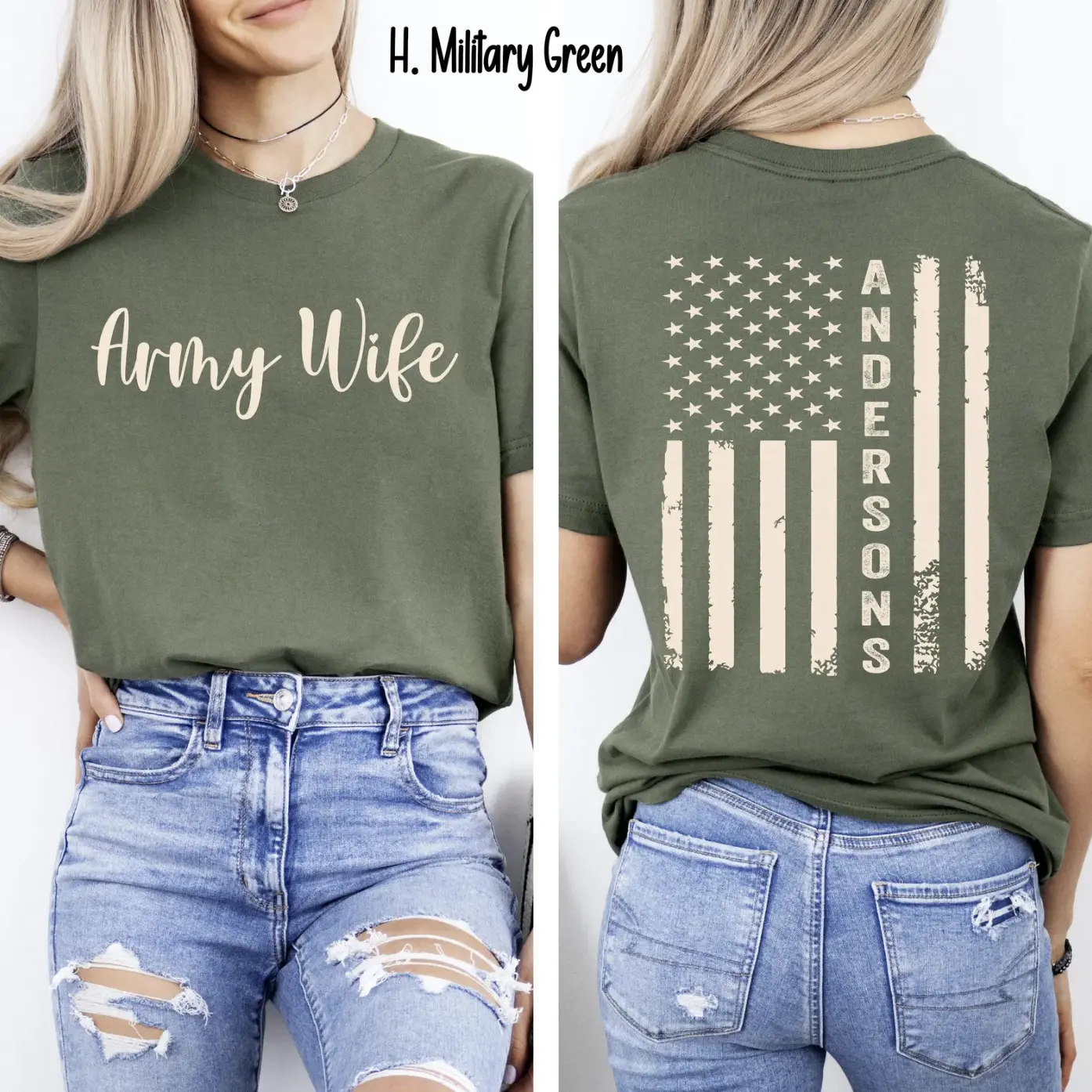 Custom Army Wife T-Shirt, Personalized Patriotic Shirt, Veterans Day Gift, Personalized Military Wives Shirt, Army Family Shirts, Army Gifts