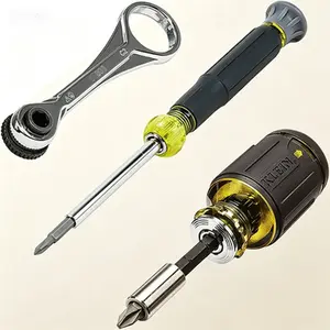 **Multi-Bit Impact Screwdriver Set, 3-Piece with 8-in-1 Stubby, Mini Ratchet and 4-in-1 Electronics Screwdriver, Heavy-Duty Reversible, Compact Socket Driver for Precision Work, Impact Rated Stripped Screw Extractor, No-Glue Needed Durable Bits, Reusable