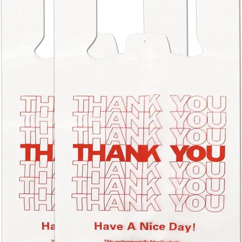 White Thank you T shirt bag, Grocery shopping bag Reusable and Disposable Supermarket Bag 11''x6''x21'' 100PCS