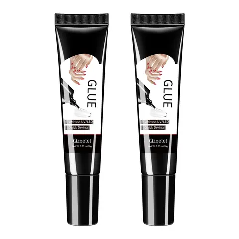 QZQETET 2pcs Nail Glue Included - Fast Drying, Long-Lasting Waterproof Adhesive for Acrylic-Style Gel Tips, No UV/LED Required, Strong Gentle Bond, Reduces Lifting, Better Placement Control, Ideal for Daily Wear Fake Nail Enthusiasts