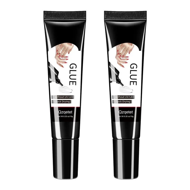 QZQETET 2pcs Nail Glue Included - Fast Drying, Long-Lasting Waterproof Adhesive for Acrylic-Style Gel Tips, No UV/LED Required, Strong Gentle Bond, Reduces Lifting, Better Placement Control, Ideal for Daily Wear Fake Nail Enthusiasts