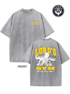 Lord'S Gym Vintage Washed T-Shirt - Double-Sided Printed Heavyweight 230g Pure Cotton, Retro Street Style Loose Fit Hip-Hop Unisex Top, High-Quality By2k,Vintage,Streetwear Christmas Cyber Monday heavy cotton t-shirt vintage casual menswear