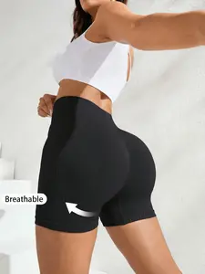Women's Seamless Butt Lifting Sports Shorts, Suitable For Gym Workout, Cycling, Running,Seamless Knit Yoga Shorts, Breathable, Tight Waist & Abdomen, High Elasticity, Fitness, Running, Hiking, Casual Outdoor Sports, Cycling Shorts
