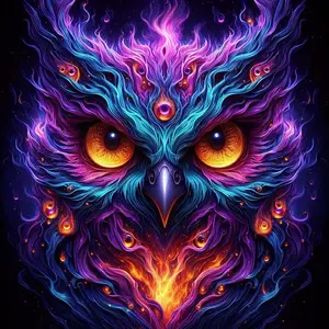 5D DIY Full Drill Round Diamond Painting - Diamond Painting Kit Owl Face Mosaic Canvas DIY Wall Art, Home Wall Decoration