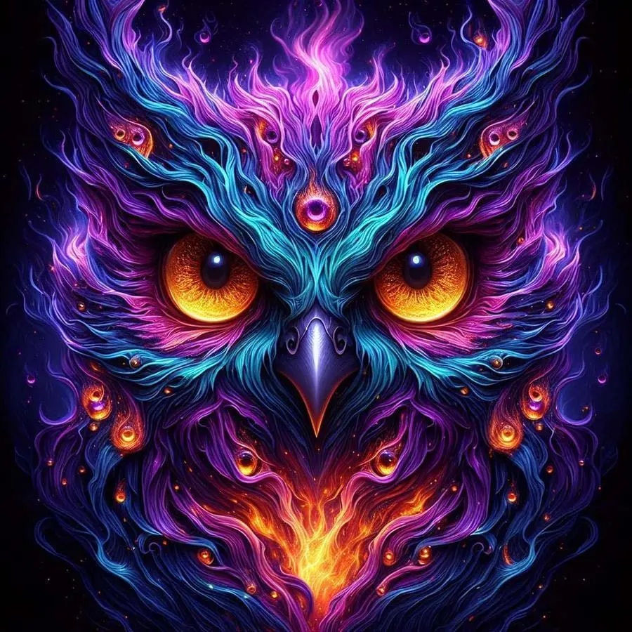 5D DIY Full Drill Round Diamond Painting - Diamond Painting Kit Owl Face Mosaic Canvas DIY Wall Art, Home Wall Decoration