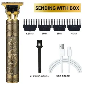 Professional T-Blade Hair Trimmer Cordless Rechargeable Vintage Dragon for Men's Grooming Zero Gapped Edgers Clippers Kit