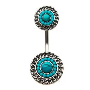 Grand Turquoise Howlite Stone Belly Ring