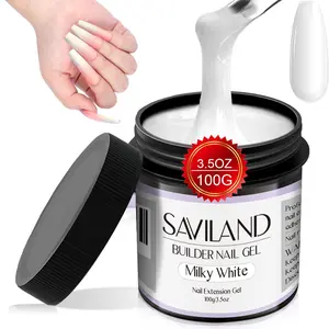 SAVILAND 100g 3.53oz Milky White Builder Nail Gel Hard Gel for Nail Extension Nail Art Manicure Starter Kit Soak Off UV LED Gel for Home DIY Nail Supplies Manicure Tools Gel Nails