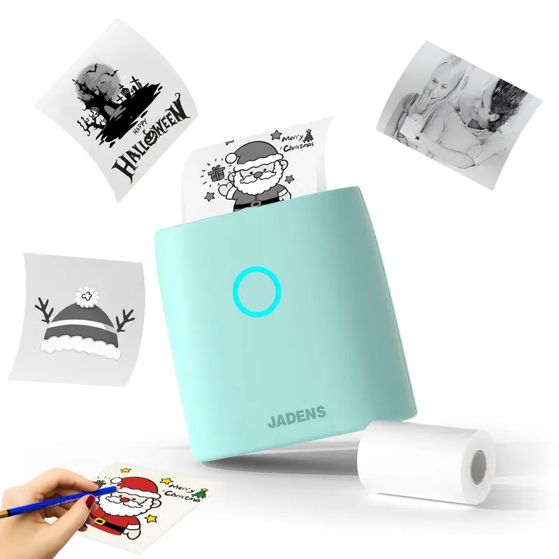 Christmas Gift JADENS JD21 Mini Wireless Sticker Label Maker Printer - 2-In Inkless Thermal Device Compatible with Phones, Portable Handheld for Study Notes, Kids' Christmas Stocking Stuffer