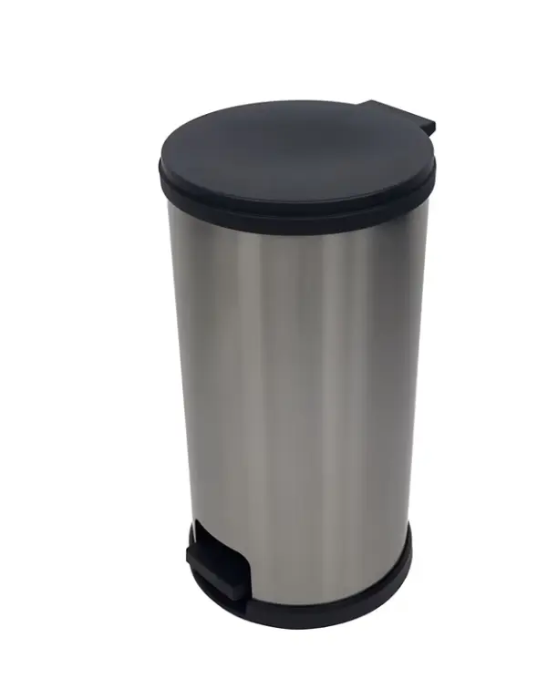 Mainstays 13.2 Gal Plastic Step Kitchen Trash Can with Lid, Silver Home Care Bin