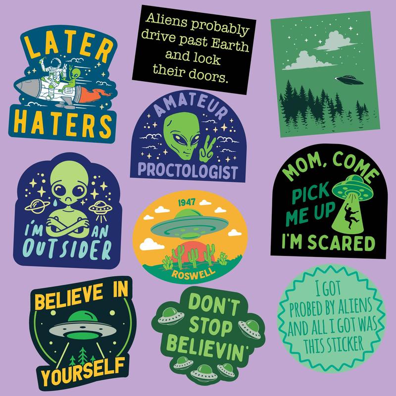 Alien Sticker Extra Large Stickers for Adults Funny Adhesives with Memes Funny Stickers with Colorful Graphic Decals Sarcastic  Funny Space  Multi