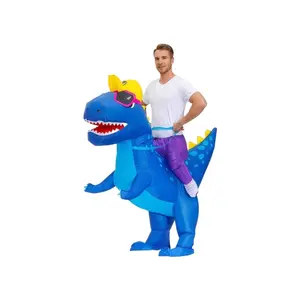 Inflatable Blue Dinosaur Costume for Adults, Party Costume Accessory, Perfect for Halloween Parties and Role-Playing Events, Unique Ride-On Air Suit