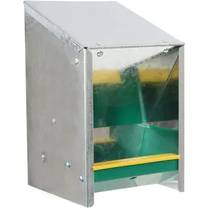 Automatic Chicken Feeder System - 5.5 lb.Capacity Galvanized Feeder Metal Trough for Poultry and Rabbits