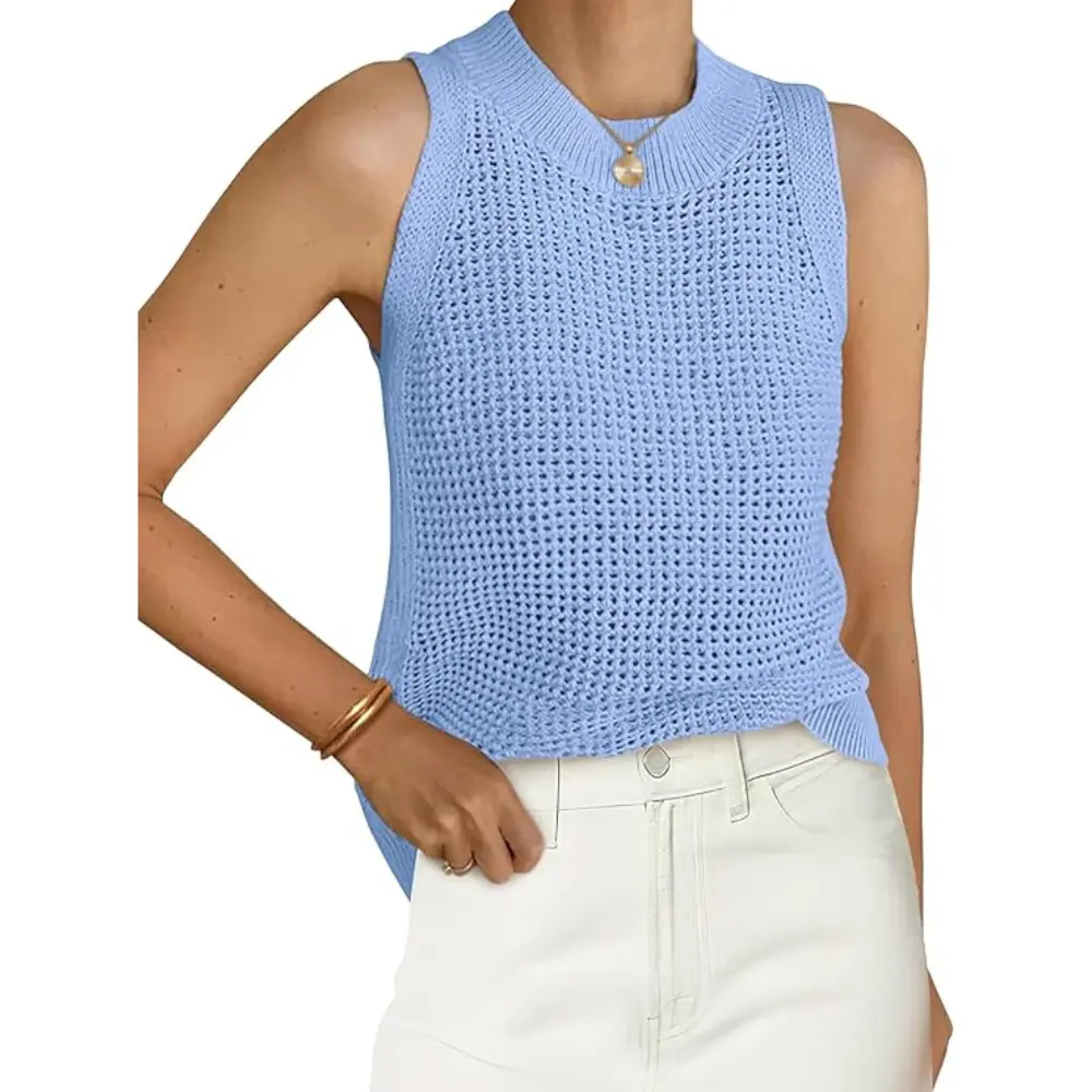 PrettyGarden Summer See Through Crochet Tank Tops for Women Casual Crewneck Hollow Out Loose Knit Sleeveless Sweater Vest Top Trendy PrettyGarden Summer See Through Crochet Tank Tops for Women Casual Crewneck Hollow Out Loose Knit Sleeveless Sweater Vest Top Trendy
